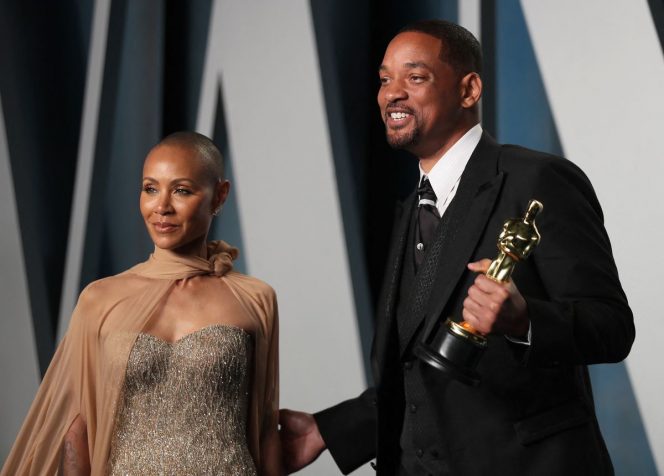 
 Will Smith dan Jada Pinkett Smith tiba di pesta Vanity Fair Oscar saat Academy Awards ke-94 di Beverly Hills, California, AS, 27 Maret 2022. REUTERS/Danny Moloshok