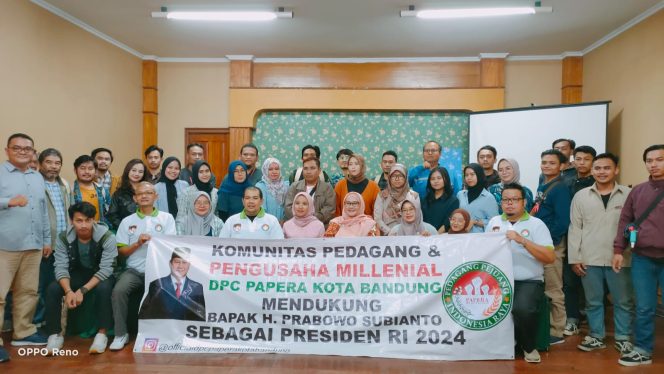 
 Pedagang dan Pengusaha Milenial DPC PAPERA Kota Bandung Deklarasi Dukung Prabowo di Pilpres 2024